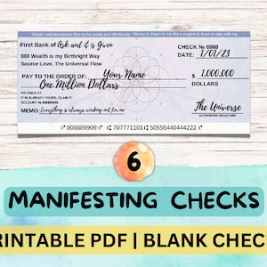 Vision Board Printables, Manifestation Check, Vision Board Checks, Manifestation Cheques, Law of Abundance, Money Manifestation