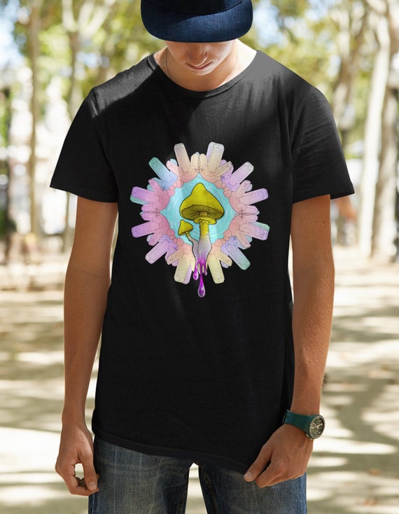 Metaphysical Gift shirt Trippy T Shirt Mushroom Crystals | Etsy