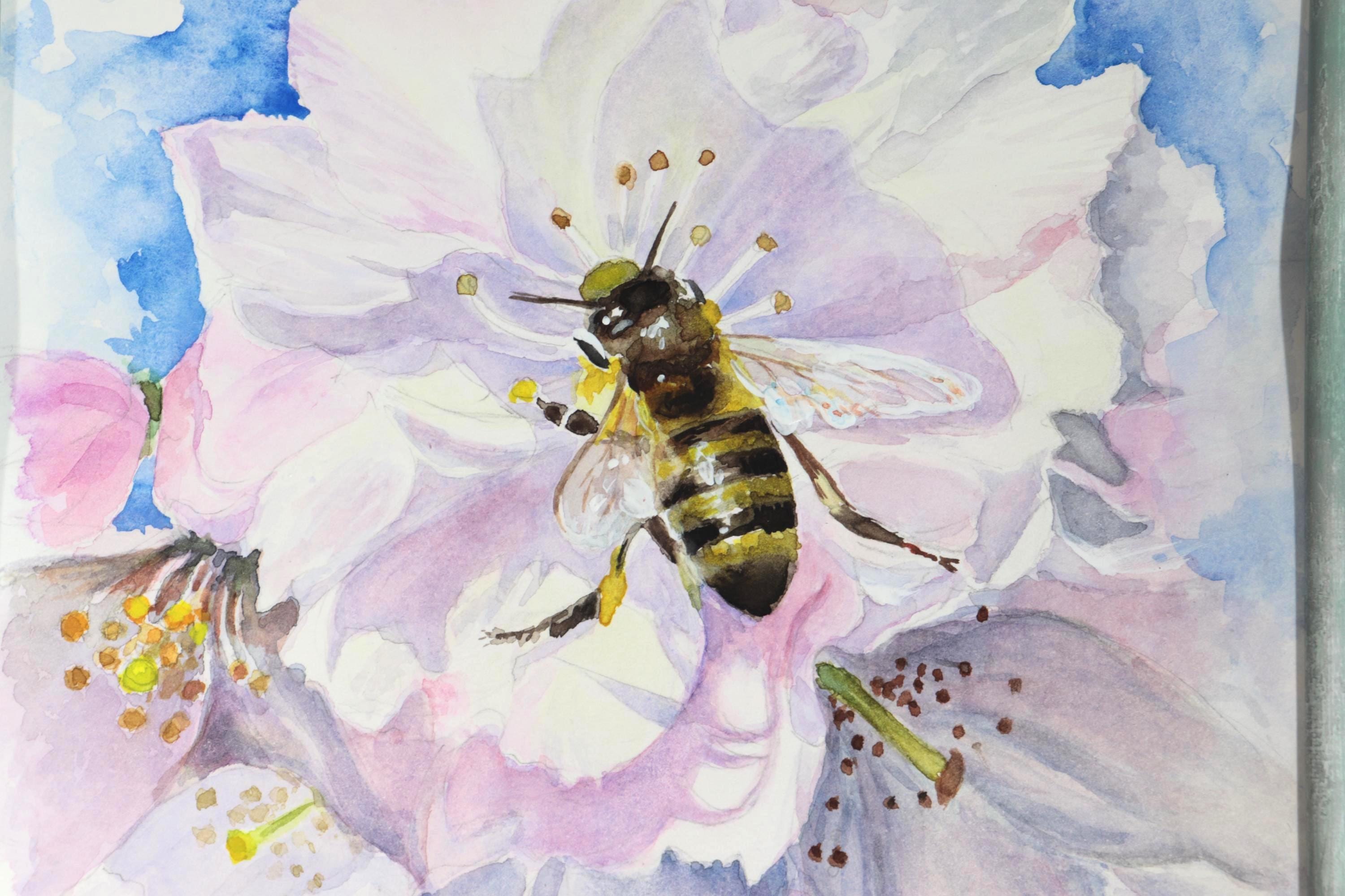 Bee pastel painting - Etsy 日本