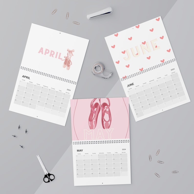 New Year Coquette Calendar 2024 , 2024 Calendar, Girly Calendar, Bow
