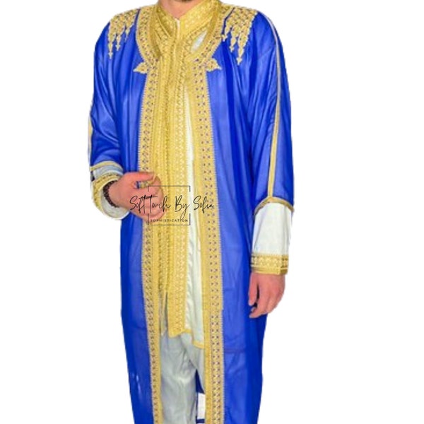 jabador ,Moroccan kaftan men, groom outfit,3 pieces set for wedding