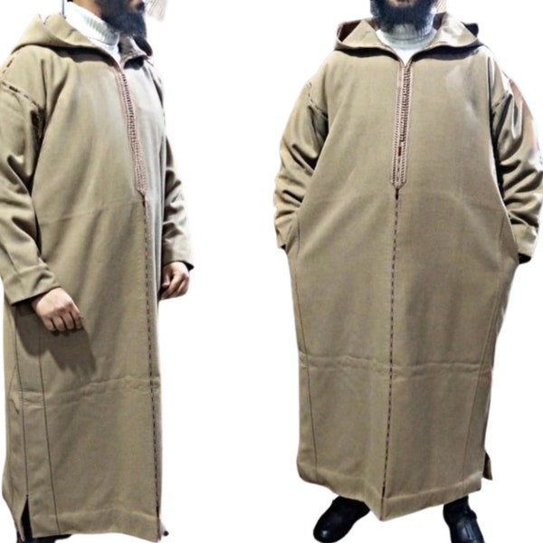 winter thobe ,Moroccan thobe,Moroccan wool djellaba ,pure wool hooded thobe,winter wool coat men