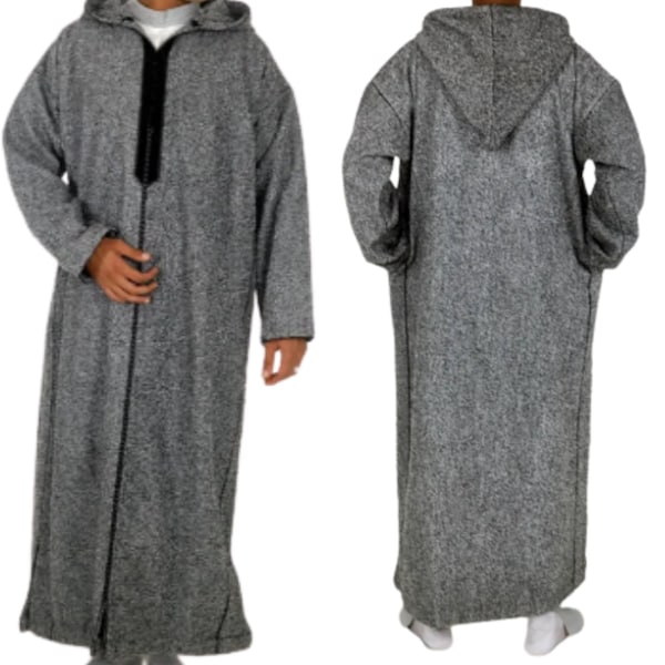 Thobe marocain, djellaba en laine marocaine, thobe à capuche en pure laine, manteau en laine d'hiver hommes