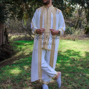 jabador  , 3 pieces Moroccan kaftan for men ,wedding outfit