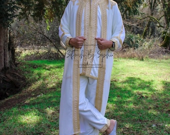 jabador  , 3 pieces Moroccan kaftan for men ,wedding outfit