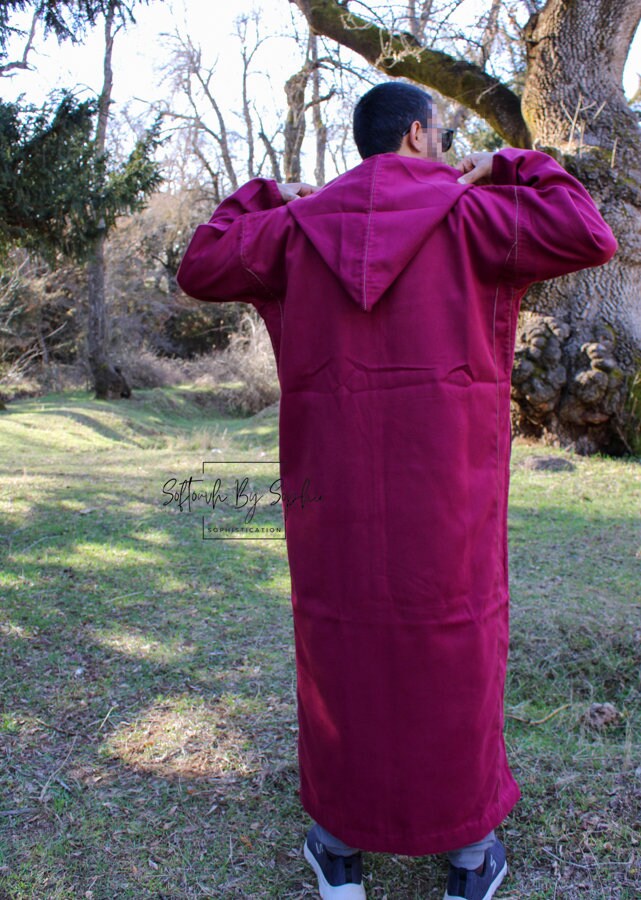 Djellaba Marocaine Homme - Chaude, Capuche, Laine Cachemire, Marron, Hiver