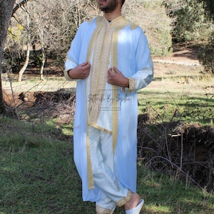 Moroccan Jabador Men: 3-Piece Kaftan Wedding Outfit