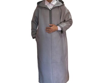 Thobe Homme En Laine Marocaine – Taille 58 – Hiver, Capuche, Manches Longues – Style Traditionnel