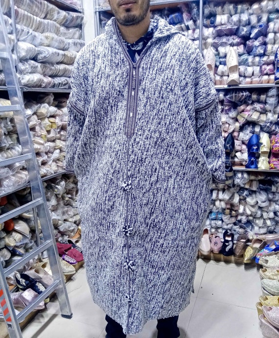 Thobe marocain djellaba en laine marocaine thobe a capuche en laine pure manteau de laine dhiver hommes Etsy Canada
