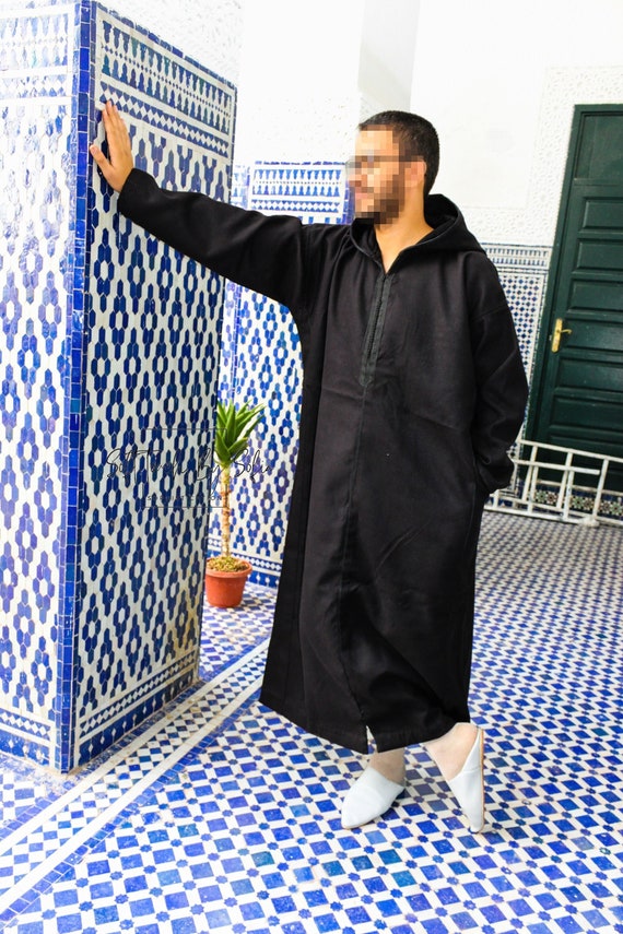 Djellaba Marocchina Uomo Invernale Con Cappuccio – Taglie 52 E 56 – Lana, Maniche Lunghe, Nuova - Foto 2