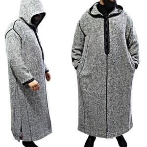 Moroccan winter thobe,thick wool djellaba ,hooded thobe,winter wool coat men