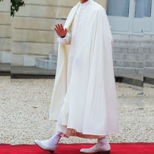 Manteau à capuche en lin blanc, selham, cape en lin pur, burnous marocain