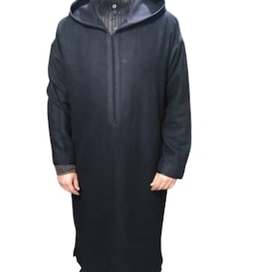 winter thobe ,Moroccan thobe,Moroccan wool djellaba ,pure wool hooded thobe,winter wool coat men image 6