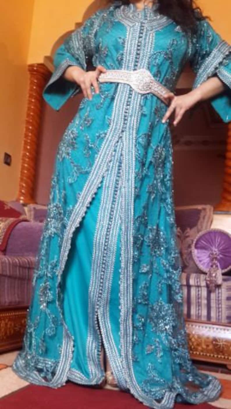 Moroccan kaftan for women Blue moroccan takchita for wedding | Etsy