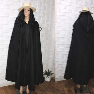 hooded winter cloak , black cloak with hood ,women cape
