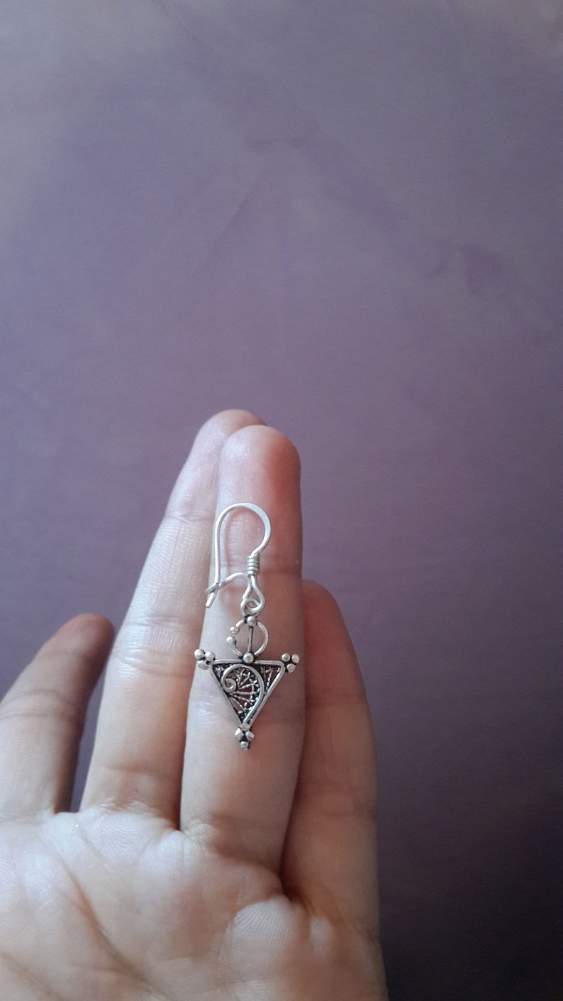 Moroccan Silver Tribal Pendant and Earrings Berber Hamsa Khlala African