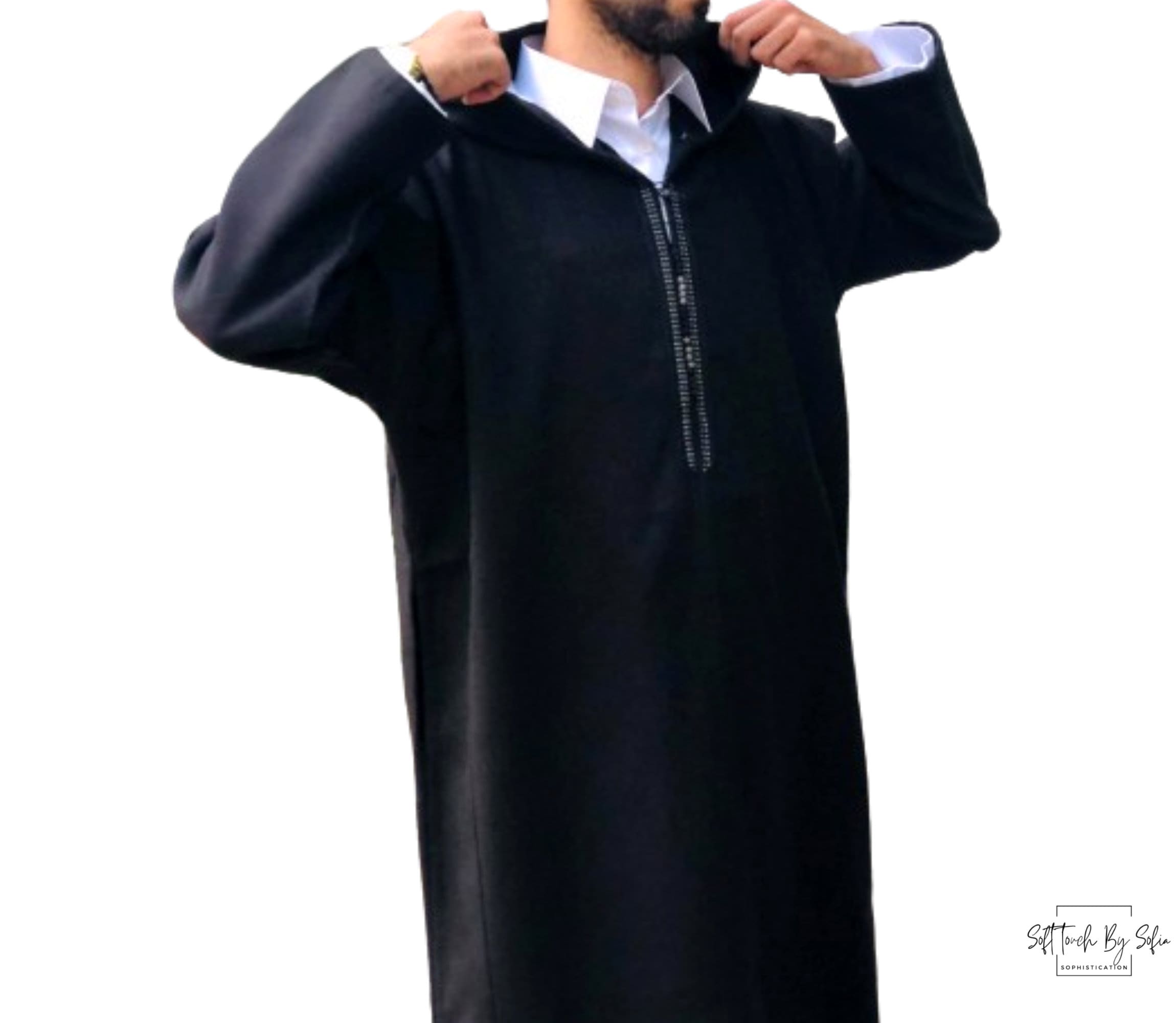 Size 58 Men Moroccan winter wool hooded LONG SLEEVES thobe/Djelleba.Jubba.NEW eB