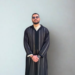 Black Hooded Moroccan thobe,transparent djellaba with hood ,hooded sheer thobe