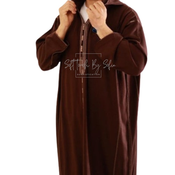 winter thobe ,Moroccan thobe,Moroccan wool djellaba ,pure wool hooded thobe,winter wool coat men