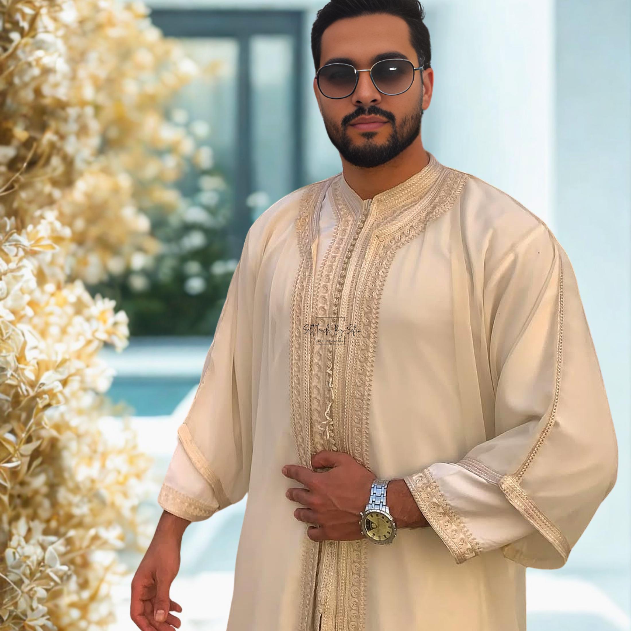 Jabador Homme , Moroccan Thobe for Men , Wedding Kaftan Groom Outfit, Nikkah Islamic Clothing, Traditional Kaftan Men
