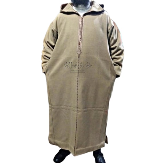 Djelleba Marocaine En Laine - Tailles 62 & 64 - Capuche - Hiver - Marron