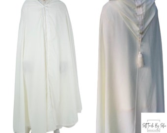 White Linen Hooded cloak ,selham, pure linen cape ,Moroccan burnous