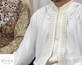 jabador men ,Moroccan kaftan for wedding,3 piece groom outfit