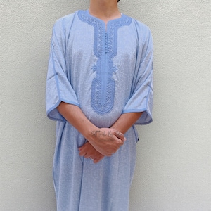 Moroccan Gandoura for Men - Linen Thobe, Traditional Islamic Clothing, Kaftan Djellaba Homme, Kandora Robe