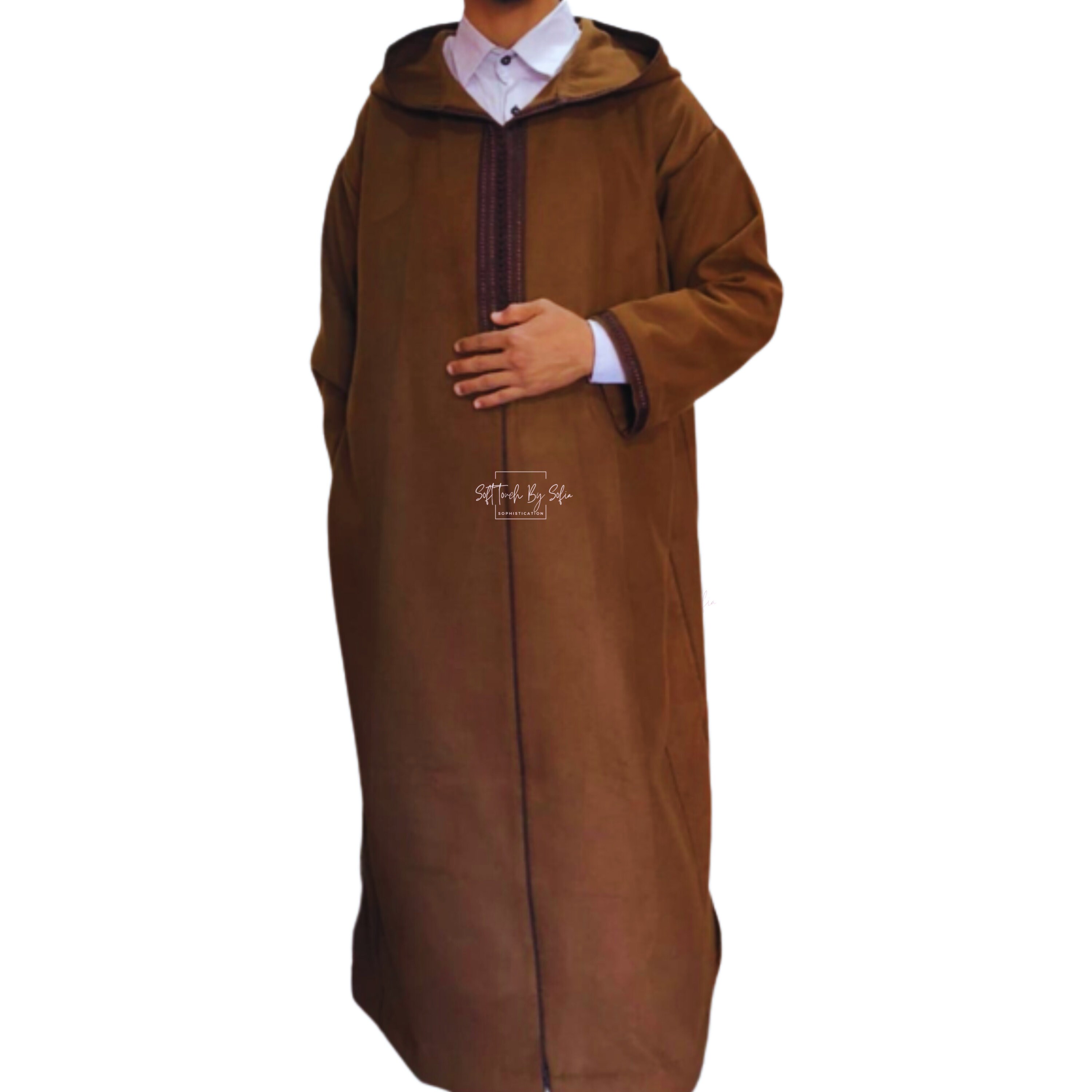 Djellaba/Jubba Uomo Marocchina Con Cappuccio &ndash; Cotone Nero Taglia 60 &ndash; Nuova Con Etichette