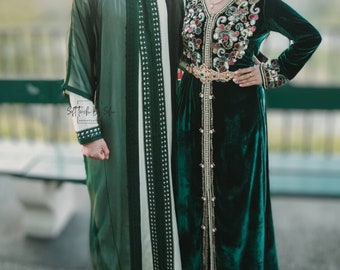 Long Men's 3-Piece Moroccan Jabador: Wedding Kaftan