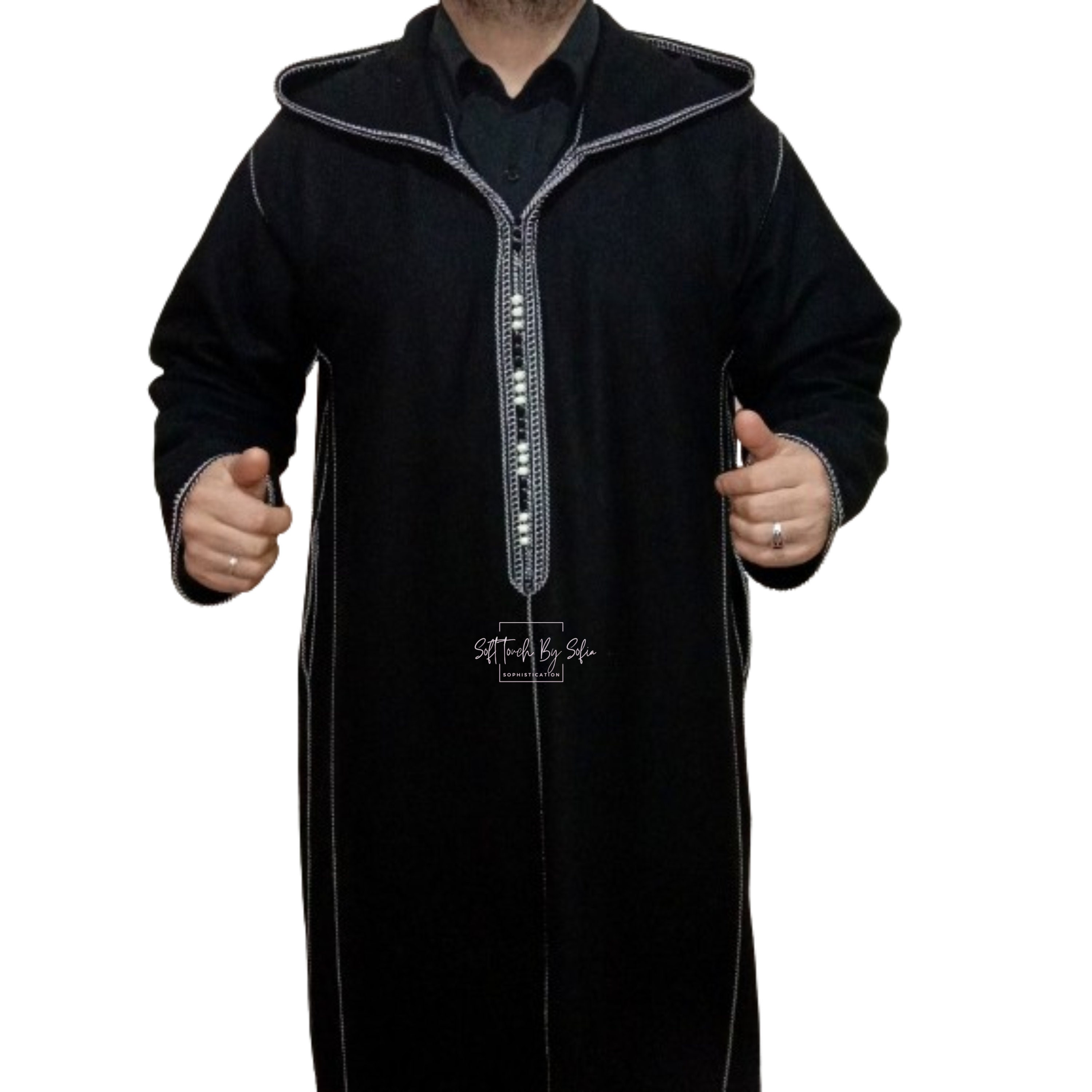KABAブラック38 Winter Thobe , Moroccan Djellaba , Hooded Thobe - Etsy