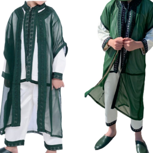 Moroccan jabador for kids,3 pieces kaftan for children, Moroccan kaftan for boys