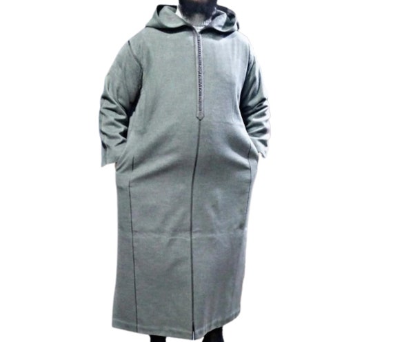 Djellaba marocaine brodée à capuche et manches longues pour femme - Couleur Vert Sélectionner la taille M