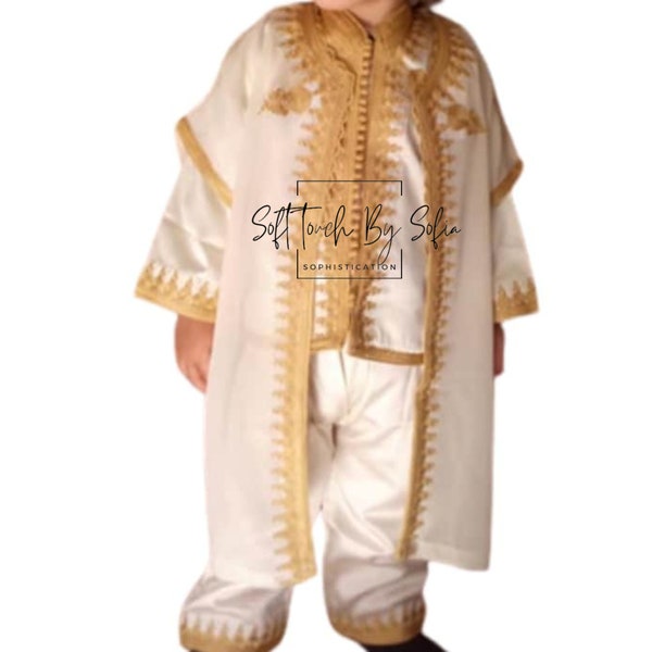 Moroccan jabador for kids,3 pieces kaftan for children, Moroccan kaftan for boys