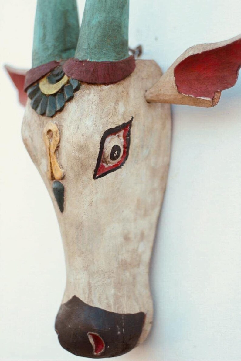 Wooden Cow Head. Home Wall Decor Handcrafted Wooden Nandi