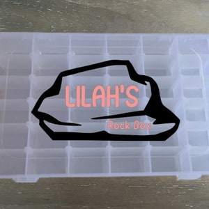 Custom Name Rock Box, Gem Box, Nature Box, Treasure Box, Kid Rock Box, Personalized Collection Storage