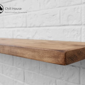 Rustic Floating Shelf Solid Wood Chunky Handmade 9x1.5, Tudor Oak Walnut reclaimed scaffold board, free shipping