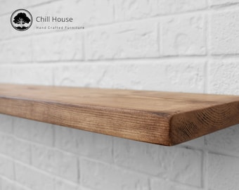 Rustic Floating Shelf Solid Wood Chunky Handmade 9x1.5, Tudor Oak Walnut reclaimed scaffold board, free shipping