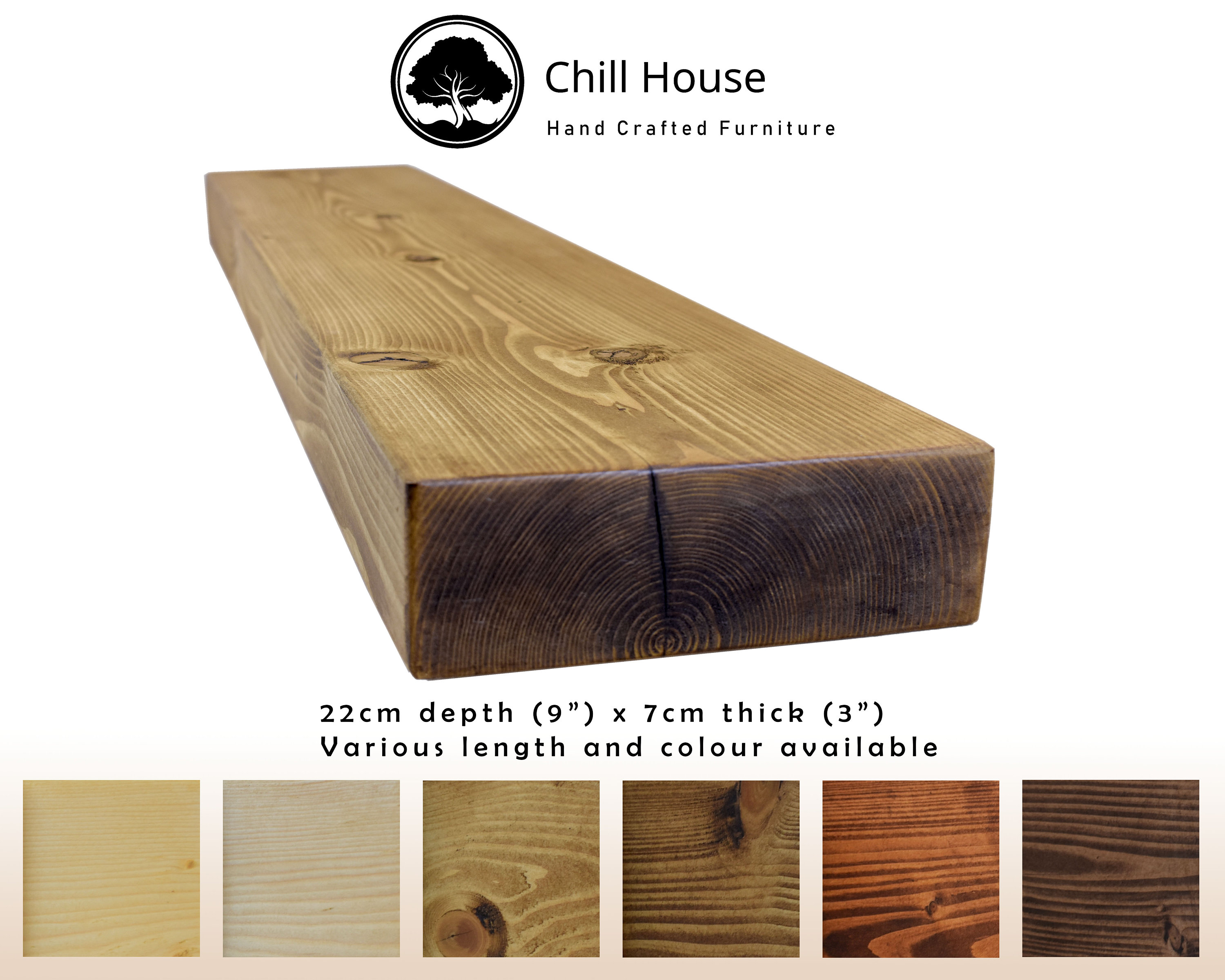 Thick Rustic Floating Shelf Made From Solid Wood Scaffold Board