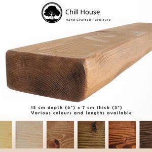 Thick Round Rustic Floating Shelf Handmade from Solid Wood, Chunky Old Slab Dark Oak 6x3 Wax Finish Brackets Included