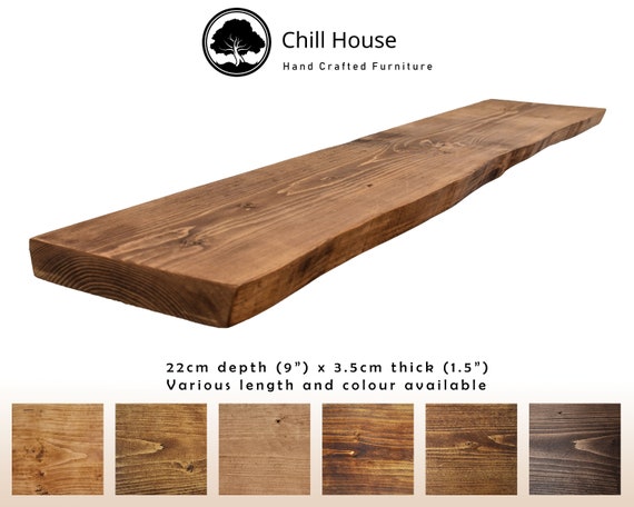Live Edge Rustic Floating Shelf Made From Solid Wood Industrial
