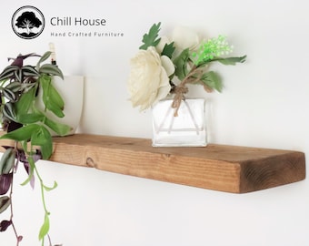 Rustic Chunky Floating Shelf Handmade from Solid Wood 6x1.5 reclaimed scaffold board, free shipping