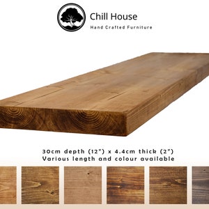 Rustieke zwevende plank massief hout dik handgemaakt met beugels 12 x 2, tudor eiken walnoot vele kleuren beschikbaar, gratis verzending, teruggewonnen