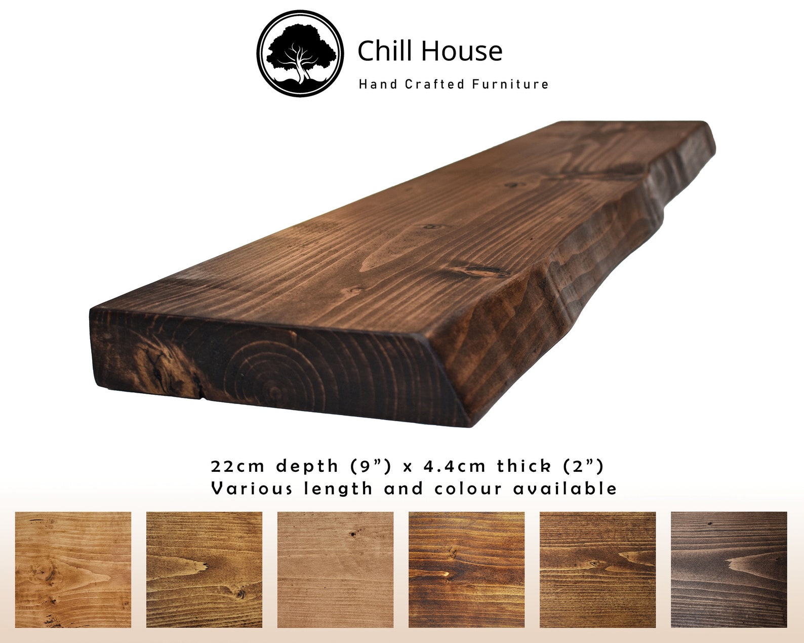 Live Edge Rustic Floating Shelf Made From Solid Wood, Chunky Old Slab