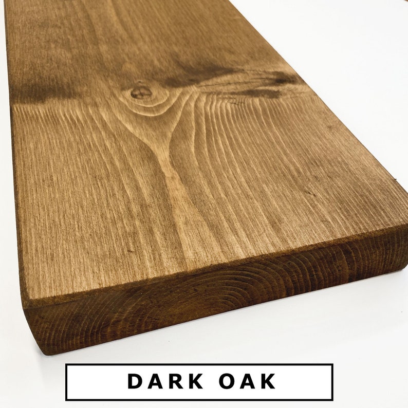 Rustic Floating Shelf made from Solid Wood, Scaffold Board, Chunky Old Slab Dark Oak 9x1.5 Wax Finish Brackets Included image 7