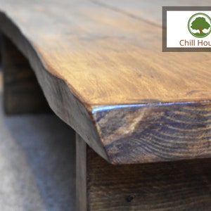 Waney / Live Edge Coffee Table Rustic Tudor Oak Solid Wood Chunky Low Vintage scaffold board reclaimed image 2