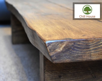 Waney / Live Edge Coffee Table Rustic Tudor Oak Solid Wood Chunky Low Vintage