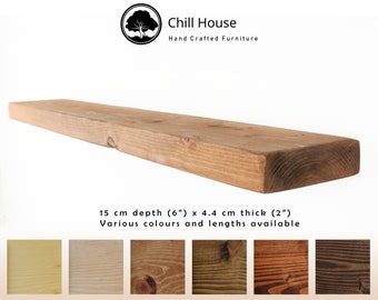 Rustieke dikke zwevende plank handgemaakt van massief hout 6 x 2 gerecyclede steigerplank, gratis verzending