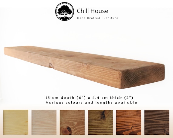 Rustic Chunky Floating Shelf Handmade from Solid Wood 6x2 reclaimed scaffold board, free shipping
