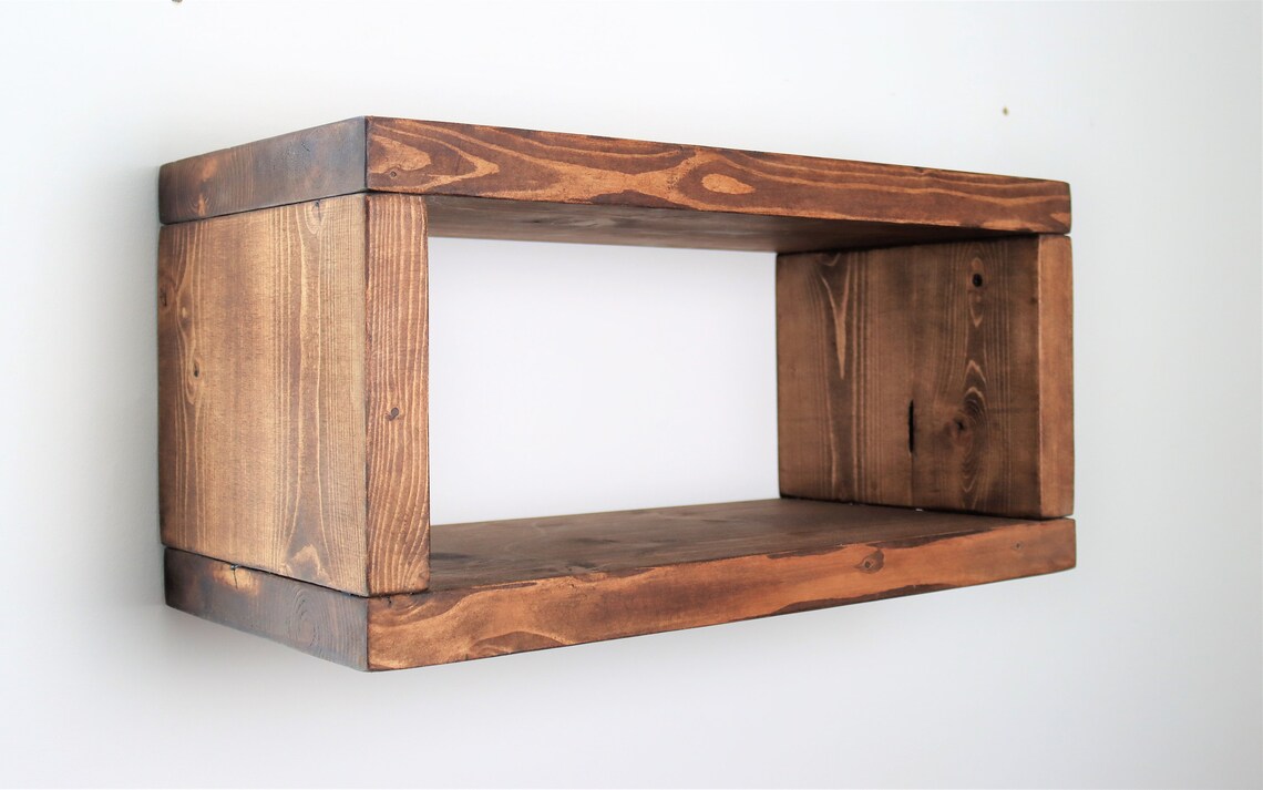 Floating Rustic Wall Cube or Bedside Table Display Etsy UK